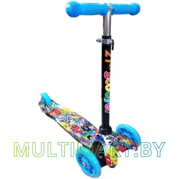 Самокат 21st Scooter Mini BL 038Z синий, прозрачные колёса